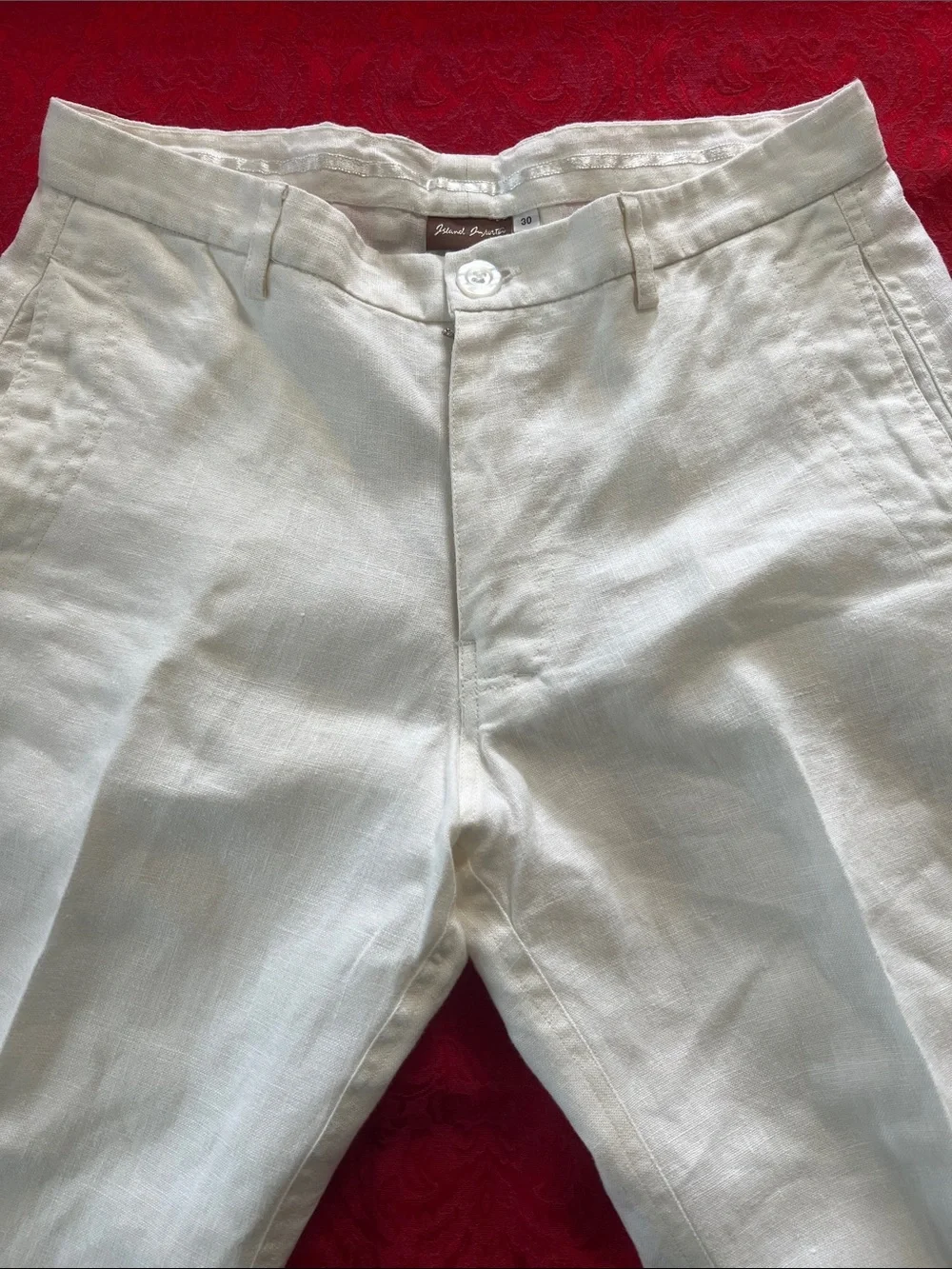 Island Importer Men’s 30 White Beige 100% Linen Pants Straight Leg